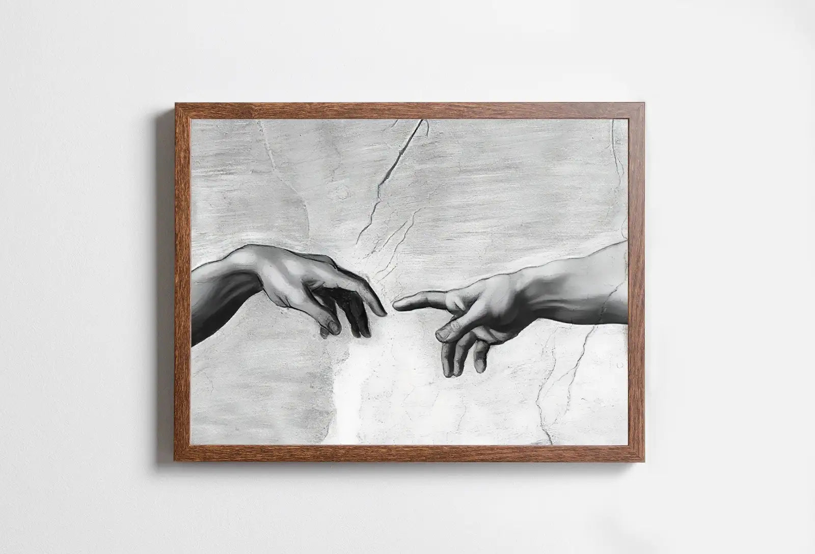 Included artwork preview showing first selection of artworks from Michelangelo The Creation of Adam Famous Painting Reaching Hands in Black & White. Printable Vintage Classic Painting Downloadable Art.