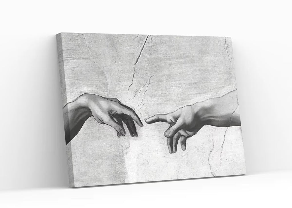 Michelangelo The Creation of Adam Famous Painting Reaching Hands in Black & White. Printable Vintage Classic Painting Downloadable Art – Printable Wall Art