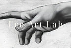 Detail view of artwork from Michelangelo The Creation of Adam Famous Painting Reaching Hands in Black & White. Printable Vintage Classic Painting Downloadable Art. (variation 2)