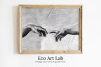 Michelangelo The Creation of Adam Famous Painting Reaching Hands in Black & White. Printable Vintage Classic Painting Downloadable Art – Printable Wall Art