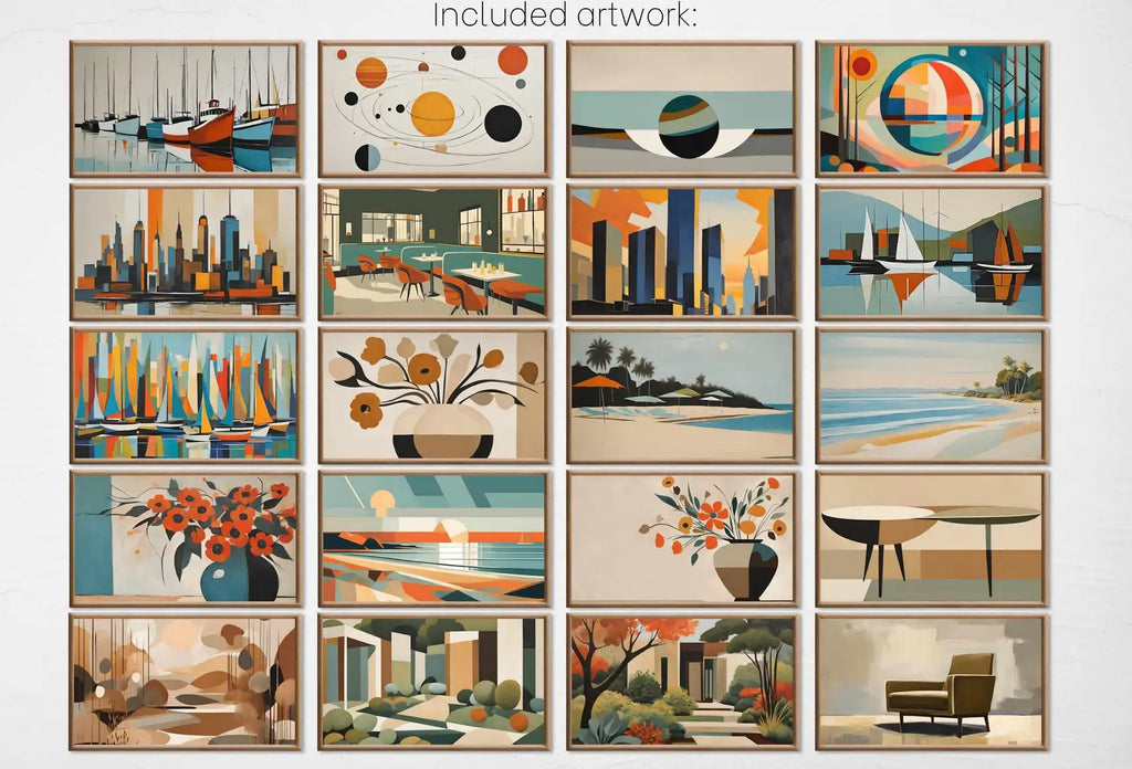 Mid Century Modern Frame TV Art Set of 40. MCM Wall Art Original Paintings For Samsung Frame TV. Retro Wall Art. Mid Century Modern Decor – Frame TV Art Set (Digital Download)