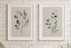 Minimal Boho Floral Prints. Botanical Prints Set of 2. Watercolor Sage Green Gallery Wall Art. Floral Printable Art Wild Flower Bouquet Art – Printable Wall Art Set