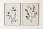 Detail view of artwork from Minimal Boho Floral Prints. Botanical Prints Set of 2. Watercolor Sage Green Gallery Wall Art. Floral Printable Art Wild Flower Bouquet Art. (variation 1)