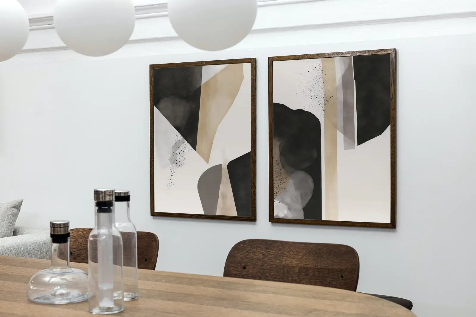 Minimalist Art Prints Set of 2. Black and White Abstract Poster Set. Neutral Gallery Wall. Black & Beige Wall Art. Contemporary Modern Art – Printable Wall Art Set (Digital Download) – Digital Download