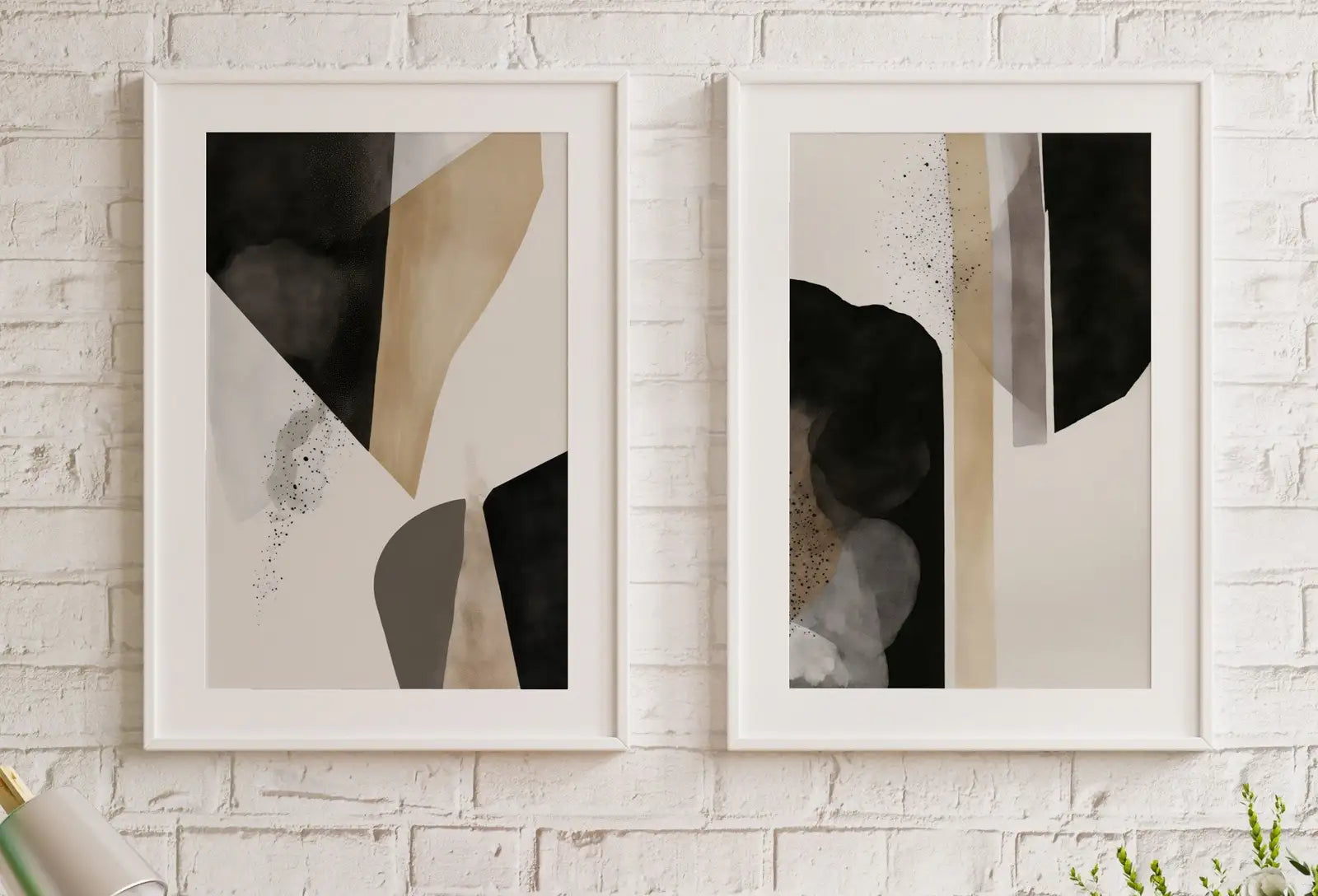 Minimalist Art Prints Set of 2. Black and White Abstract Poster Set. Neutral Gallery Wall. Black & Beige Wall Art. Contemporary Modern Art – Printable Wall Art Set (Digital Download) – Digital Download