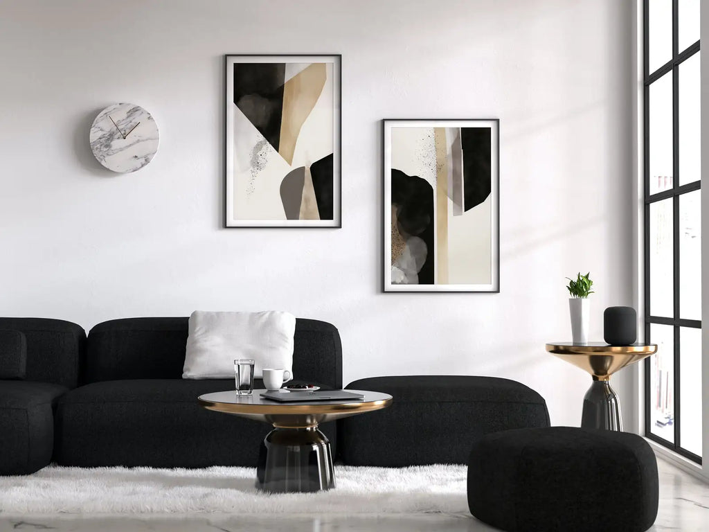 Minimalist Art Prints Set of 2. Black and White Abstract Poster Set. Neutral Gallery Wall. Black & Beige Wall Art. Contemporary Modern Art – Printable Wall Art Set (Digital Download) – Digital Download