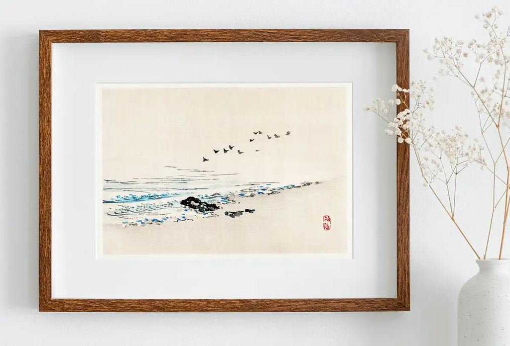 Detail view of artwork from Minimalist Beach Vintage Japanese Painting Printable Wall Art. Instant Download Antique Japanese Art. 19th Century Japanese Vintage Wall Art. (variation 2)
