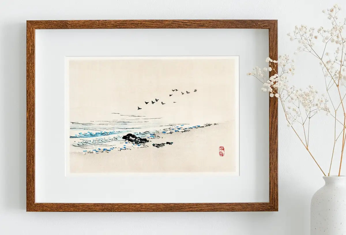 Detail view of artwork from Minimalist Beach Vintage Japanese Painting Printable Wall Art. Instant Download Antique Japanese Art. 19th Century Japanese Vintage Wall Art. (variation 2)