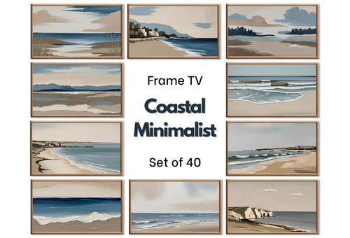 Minimalist Coastal Frame TV Art Set – Beachy Wall Art for Samsung Frame TV, Neutral Wall Decor, Coastal Artwork, Modern TV Art Download – Frame TV Art Set (Digital Download) – Digital Download