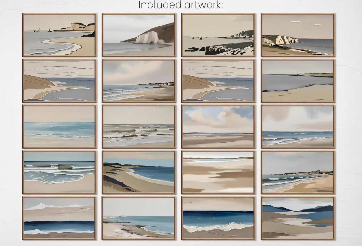 Minimalist Coastal Frame TV Art Set – Beachy Wall Art for Samsung Frame TV, Neutral Wall Decor, Coastal Artwork, Modern TV Art Download – Frame TV Art Set
