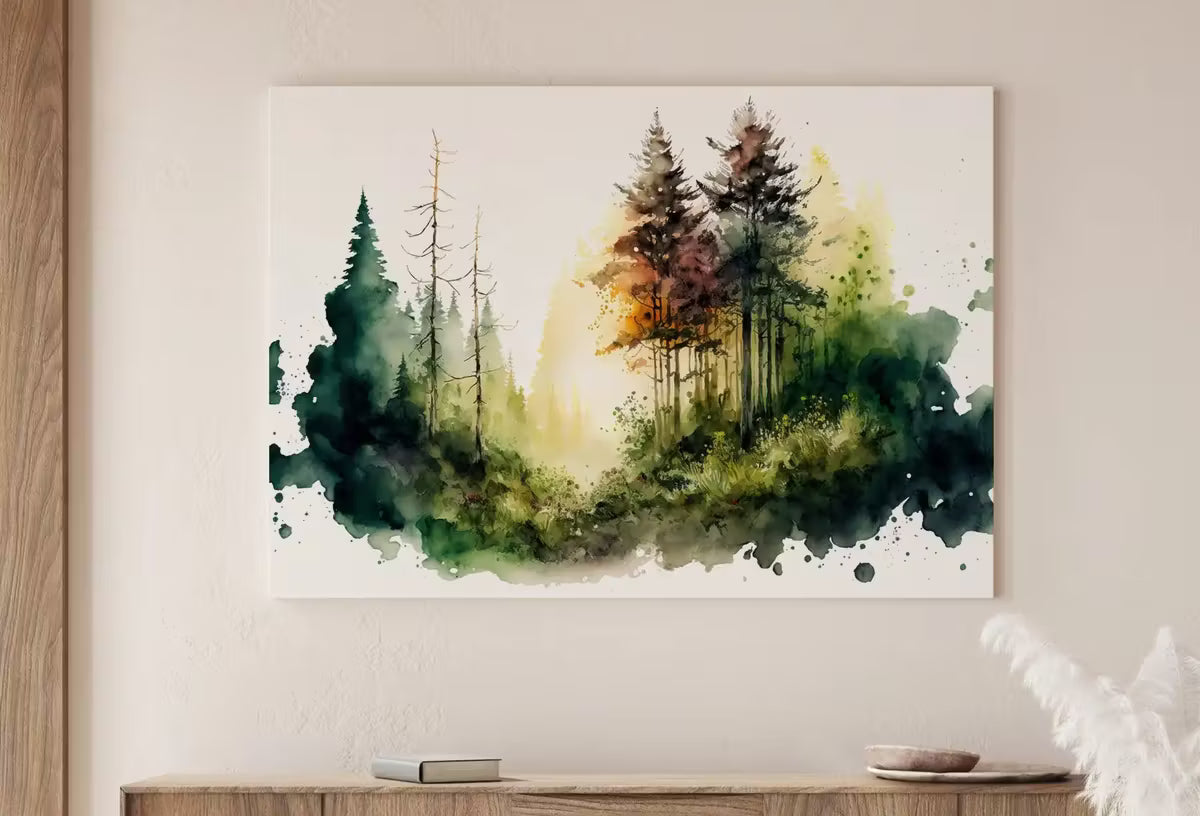 Minimalist Forest Trees Painting Print. Printable Wall Art. Nature Decor. Watercolor Abstract Forest Landscape Printable. Forest Digital Art – Printable Wall Art
