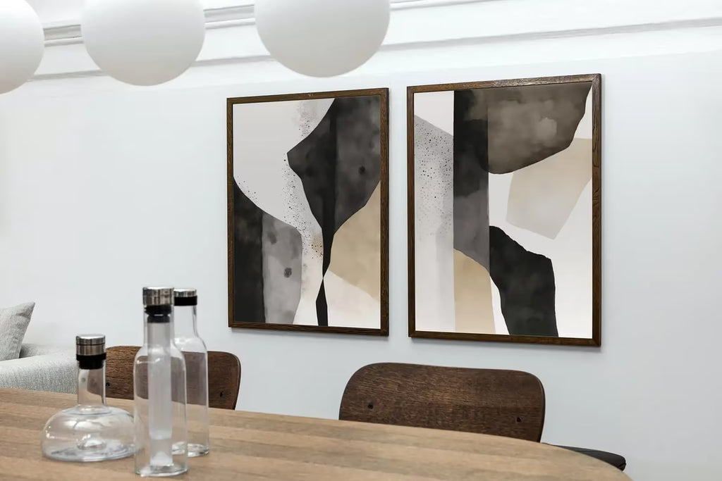 Minimalist Set of 2 Art Prints. Black and White Abstract Poster Set. Neutral Gallery Wall. Black & Beige Wall Art. Contemporary Modern Art – Printable Wall Art Set