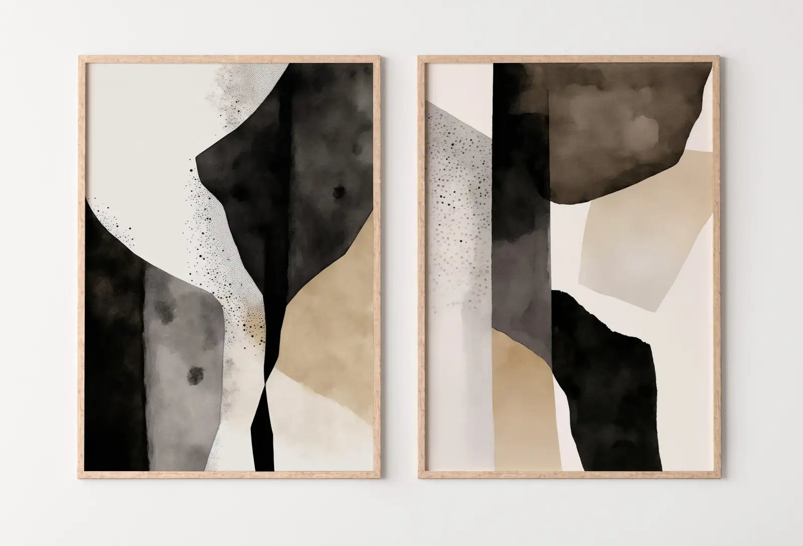 Minimalist Set of 2 Art Prints. Black and White Abstract Poster Set. Neutral Gallery Wall. Black & Beige Wall Art. Contemporary Modern Art – Printable Wall Art Set (Digital Download) – Digital Download