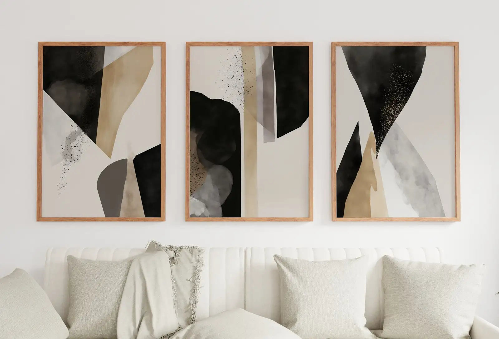Minimalist Set of 3 Art Prints. Black and White Abstract Poster Set. Neutral Gallery Wall. Black & Beige Wall Art. Contemporary Modern Art – Printable Wall Art Set (Digital Download) – Digital Download