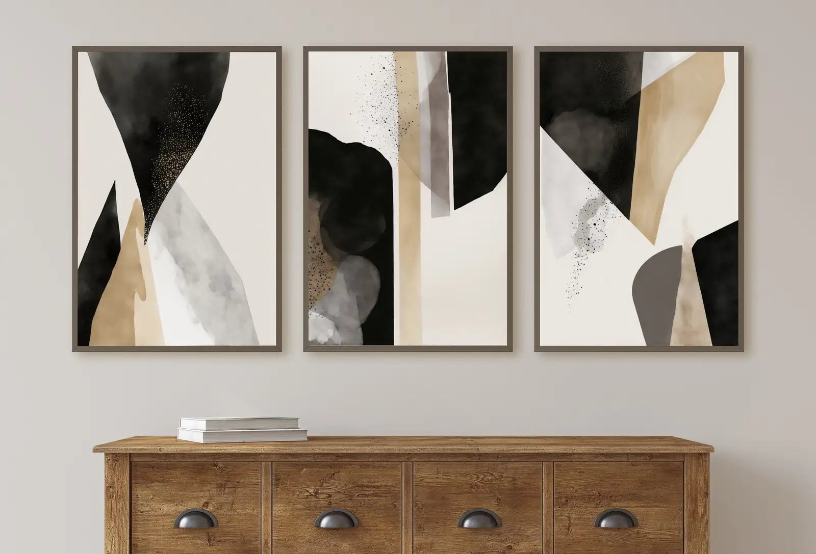 Minimalist Set of 3 Art Prints. Black and White Abstract Poster Set. Neutral Gallery Wall. Black & Beige Wall Art. Contemporary Modern Art – Printable Wall Art Set (Digital Download) – Digital Download