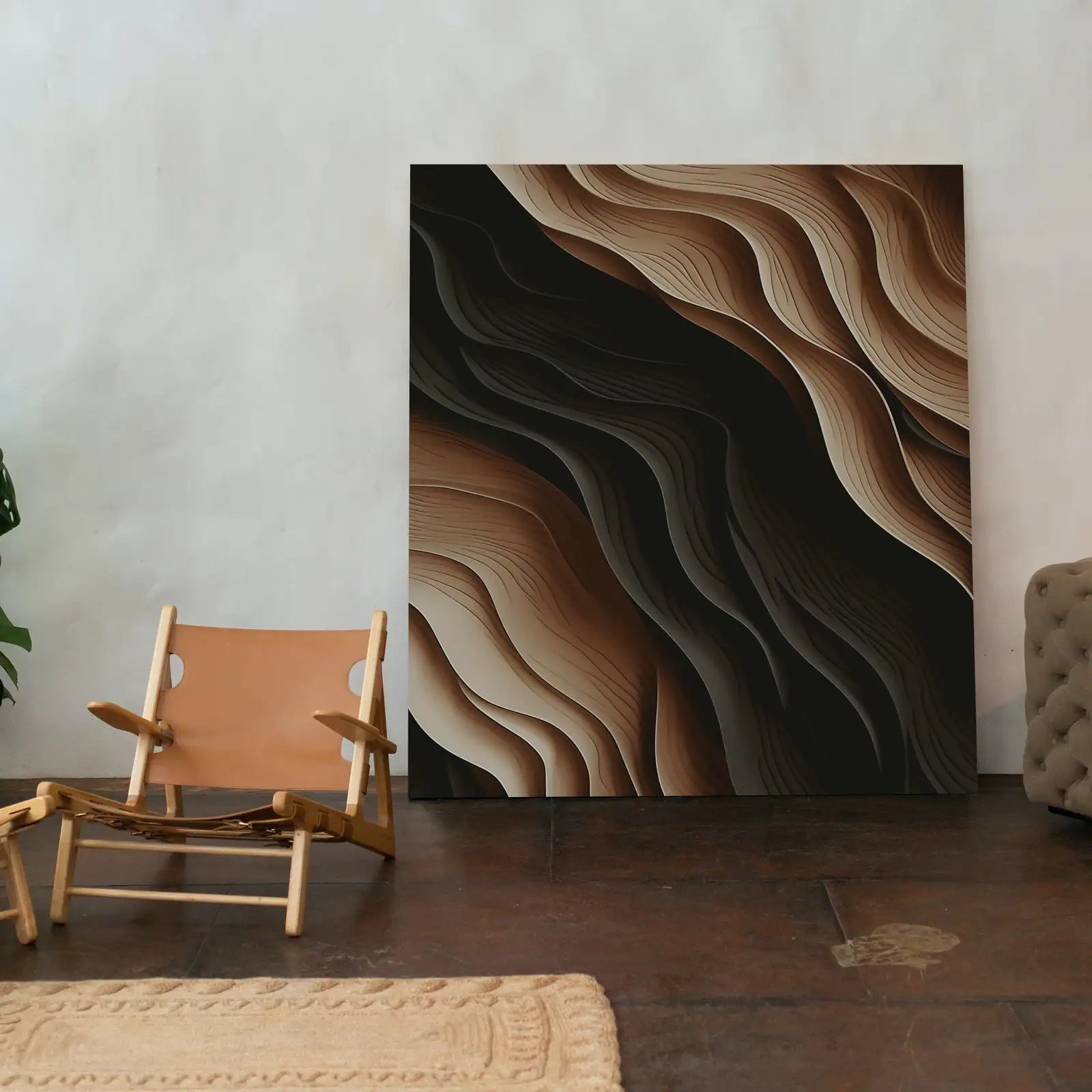 Framed view of Minimalist Wall Art. Abstract Painting 3D Texture Art. Modern Contemporary Boho Wall Art Print. Large Abstract Printable Art. Neutral Art – printable wall art digital download.