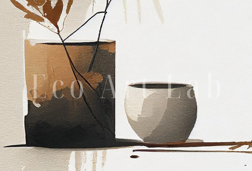 Detail view of artwork from Minimalist Zen Wall Decor. Printable Wall Art. Brown & Beige Wabi Sabi Abstract Print. Japandi Wall Art. Modern Neutral Abstract.. (variation 2)