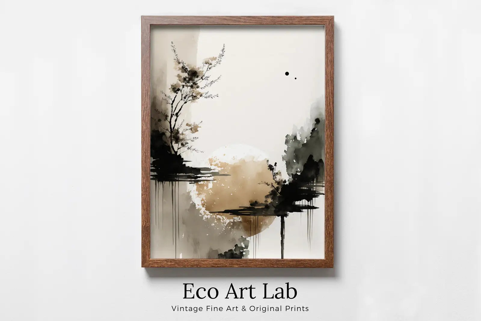 Detail view of artwork from Minimalist Zen Wall Decor. Printable Wall Art. Modern Neutral Abstract. Black & Beige Wabi Sabi Abstract Print. Japandi Wall Art. (variation 1)
