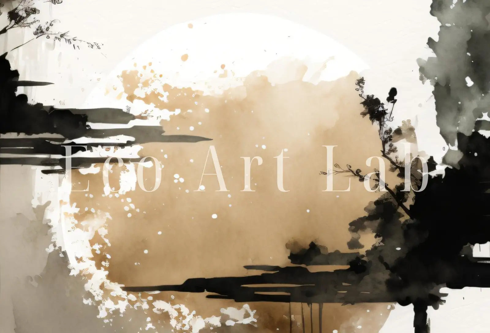 Detail view of artwork from Minimalist Zen Wall Decor. Printable Wall Art. Modern Neutral Abstract. Black & Beige Wabi Sabi Abstract Print. Japandi Wall Art. (variation 2)