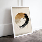Framed view of Modern Neutral Abstract Printable Wall Art. Black & Beige Wabi Sabi Abstract Print. Minimalist Zen Wall Decor. Japandi Wall Art – printable wall art digital download.