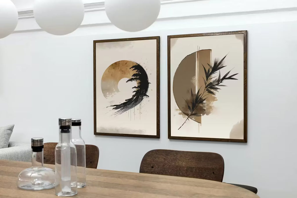 Modern Neutral Abstract Printable Wall Art Set of 2. Black & Beige Wabi Sabi Abstract Prints, Minimalist Zen Gallery Wall, Japandi Wall Art – Printable Wall Art Set