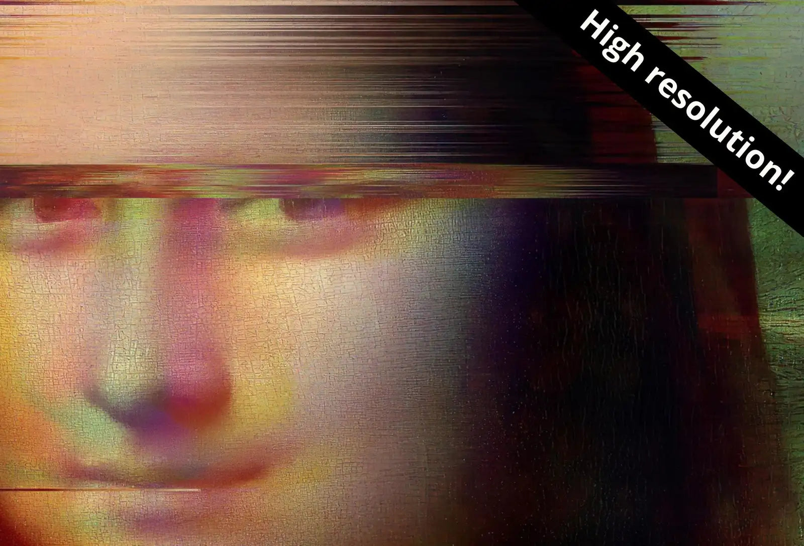Second included artwork preview from Mona Lisa Glitch Art Altered Classic Painting. Surreal Portrait Painting Downloadable Print. Altered Vintage Famous Painting Printable Art featuring various scenes.