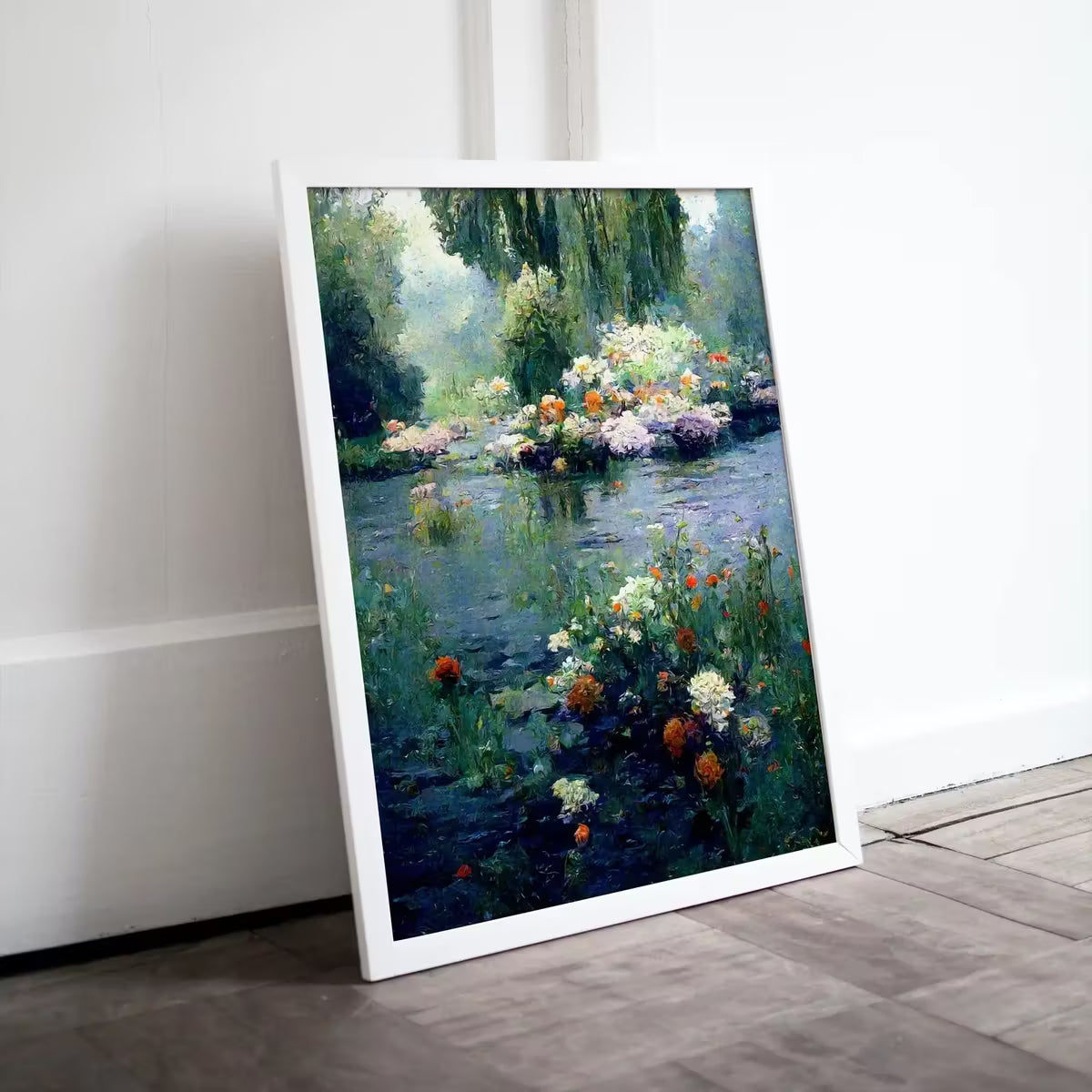 Monet Inspired Flowers on River Digital Painting. Instant Download Floral Decor. Monet Botanical Print Printable Wall Art. Abstract Decor – Printable Wall Art