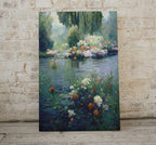 Detail view of artwork from Monet Inspired Flowers on River Digital Painting. Instant Download Floral Decor. Monet Botanical Print Printable Wall Art. Abstract Decor. (variation 1)