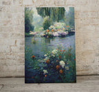 Monet Inspired Flowers on River Digital Painting. Instant Download Floral Decor. Monet Botanical Print Printable Wall Art. Abstract Decor – Printable Wall Art