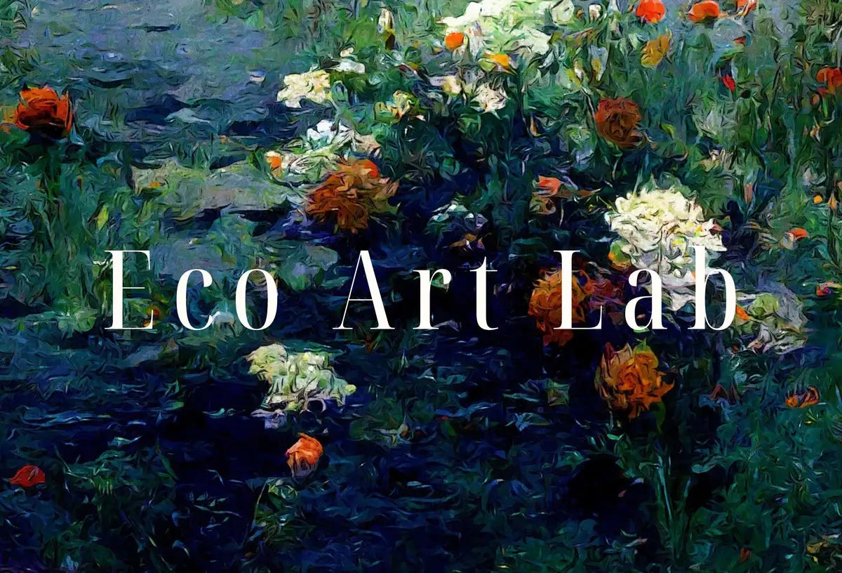 Detail view of artwork from Monet Inspired Flowers on River Digital Painting. Instant Download Floral Decor. Monet Botanical Print Printable Wall Art. Abstract Decor. (variation 2)