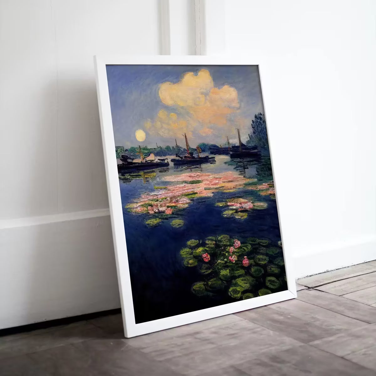 Monet Inspired Lilies on Lake View Digital Painting. Instant Download Floral Decor. Monet Botanical Print Printable Wall Art. Abstract Decor – Printable Wall Art