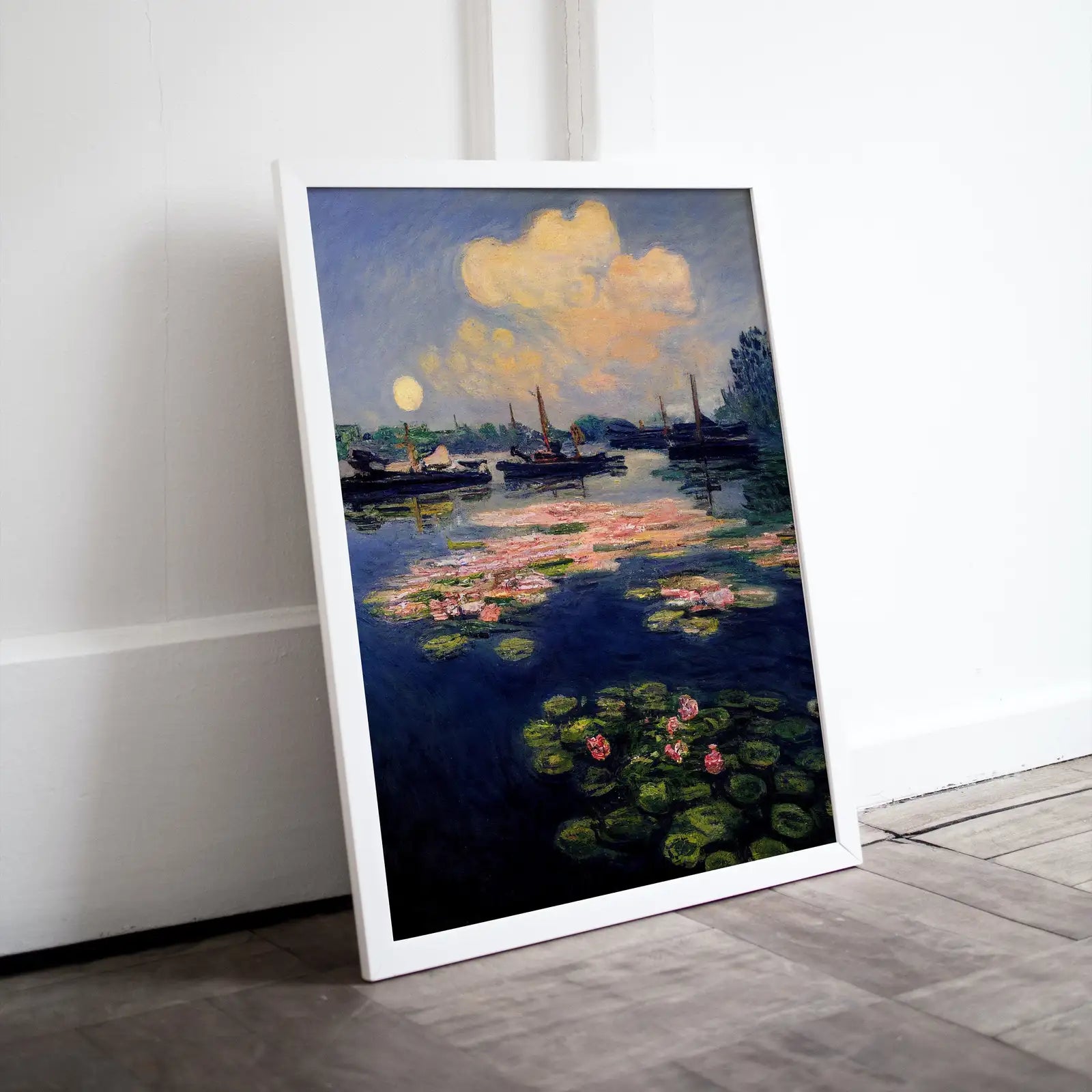 Included artwork preview showing first selection of artworks from Monet Inspired Lilies on Lake View Digital Painting. Instant Download Floral Decor. Monet Botanical Print Printable Wall Art. Abstract Decor.