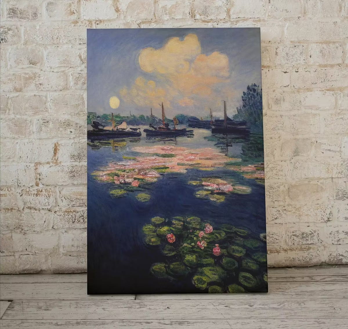 Monet Inspired Lilies on Lake View Digital Painting. Instant Download Floral Decor. Monet Botanical Print Printable Wall Art. Abstract Decor – Printable Wall Art