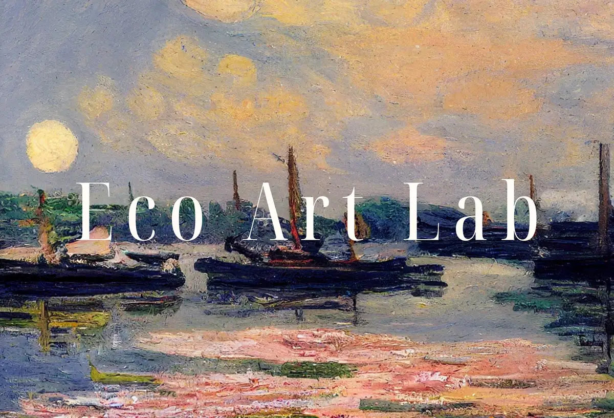 Detail view of artwork from Monet Inspired Lilies on Lake View Digital Painting. Instant Download Floral Decor. Monet Botanical Print Printable Wall Art. Abstract Decor. (variation 2)
