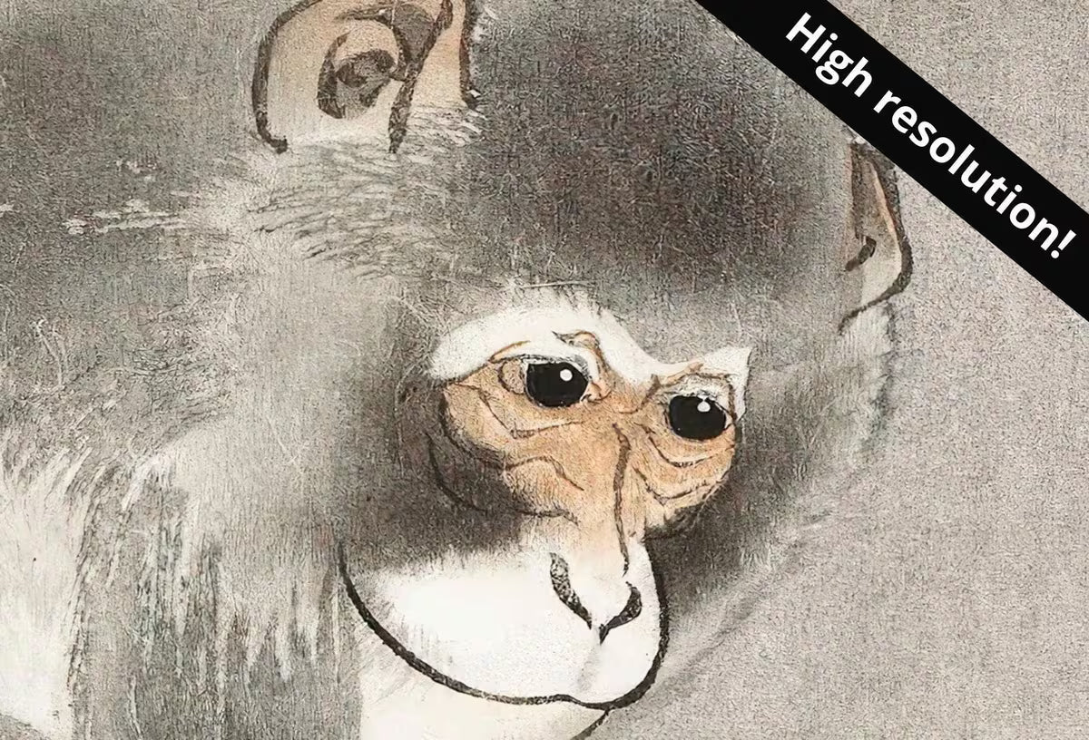 Monkey Print Vintage Japanese Poster Wall Art. Instant Download Monkey Sitting on Branch Japanese Painting. Printable Japanese Monkey Art – Printable Wall Art