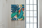 Included artwork preview showing first selection of artworks from Monstera and Palm Leaf Wall Art. Colorful Botanical Prints Instant Download Tropical Wall Decor. Printable Leaf Painting, Tropical Foliage.