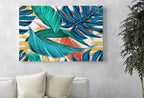 Monstera and Palm Leaf Wall Art. Colorful Botanical Prints Instant Download Tropical Wall Decor. Printable Leaf Painting, Tropical Foliage – Printable Wall Art