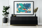 Second included artwork preview from Monstera and Palm Leaf Wall Art. Colorful Botanical Prints Instant Download Tropical Wall Decor. Printable Leaf Painting, Tropical Foliage featuring various scenes.