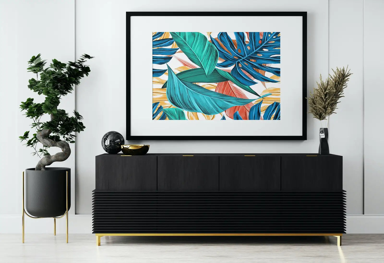 Second included artwork preview from Monstera and Palm Leaf Wall Art. Colorful Botanical Prints Instant Download Tropical Wall Decor. Printable Leaf Painting, Tropical Foliage featuring various scenes.