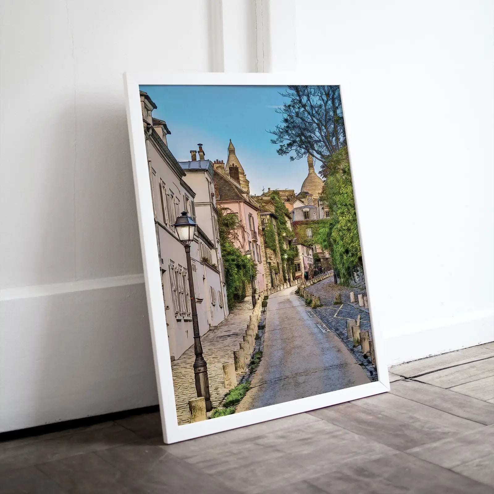 Included artwork preview showing first selection of artworks from Montmartre Paris City Street View Colorful Landscape Painting, Printable Wall Art, Home or Office Decor, Print Digital Art Instant Download.