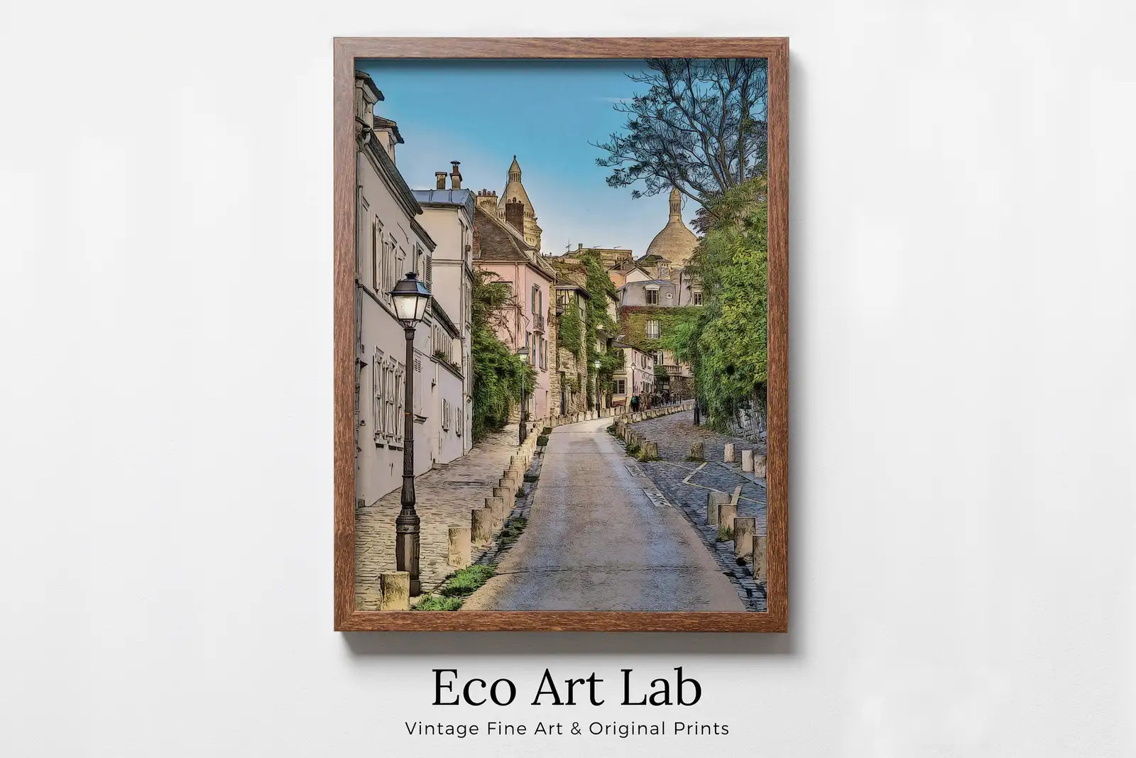 Framed view of Montmartre Paris City Street View Colorful Landscape Painting, Printable Wall Art, Home or Office Decor, Print Digital Art Instant Download – printable wall art digital download.