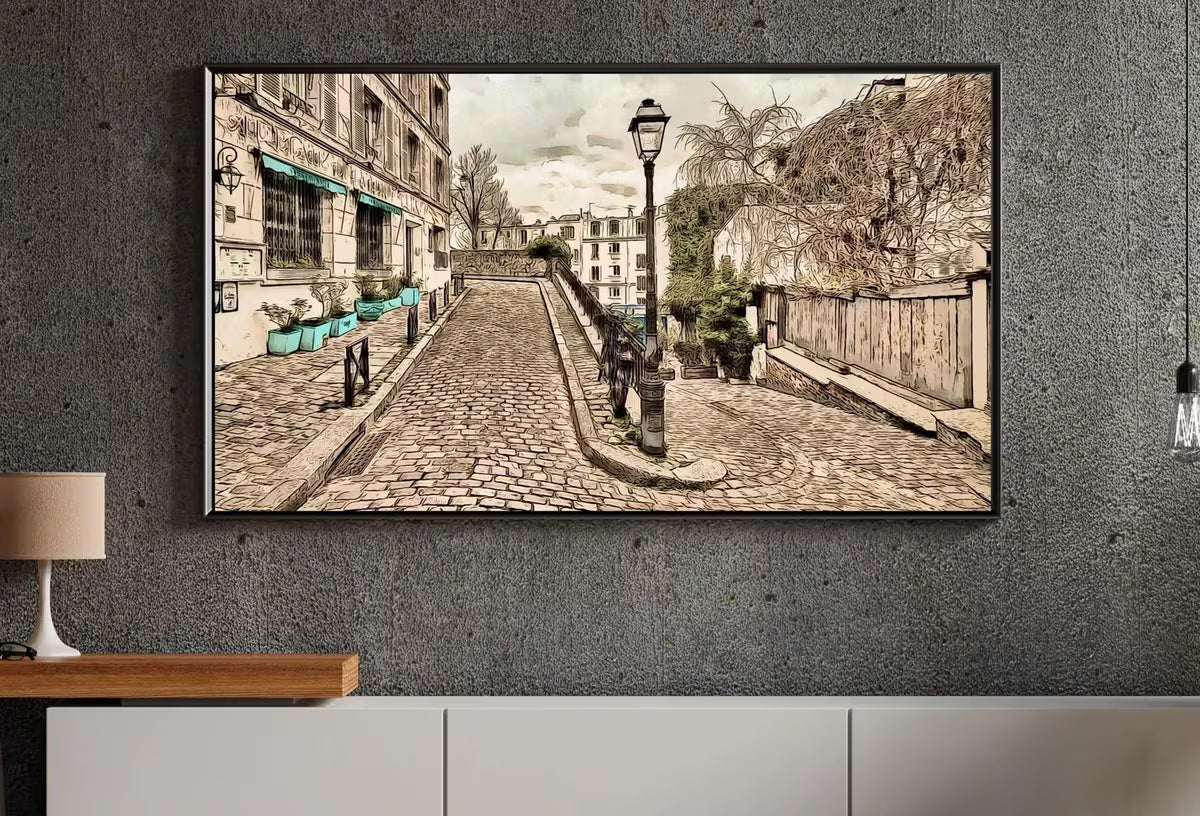 Montmartre Paris City Street View Urban Landscape Painting, Frame TV Art , Art for Tv, Colorful Art for Frame TV – Frame TV  Art