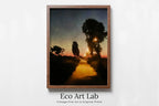 Detail view of artwork from Moon in Sunset Landscape Painting, Printable Wall Art, for Home or Office Decor, Nature Print Digital Art Instant Download. (variation 1)