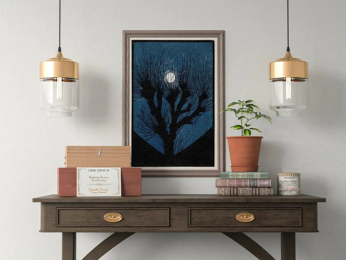 Detail view of artwork from Moon Light Vintage Art Nouveau Print Wall Art. Instant Download Print, Julie De Graag Printable Art. Art Nouveau Poster, Vintage Art Prints. (variation 2)