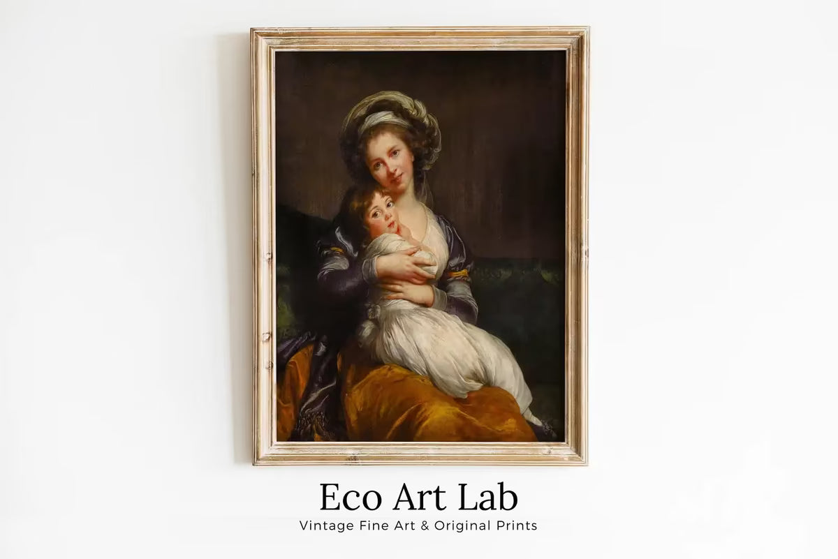 Motherhood Art Print. Self Portrait with Daughter. Vintage Mother and Child Painting, Nursery Art. Printable Wall Art. Downloadable Art – Printable Wall Art