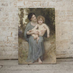 Detail view of artwork from Motherhood Art Print. Vintage Mother and Child Painting, Nursery Art. Printable Wall Art. Downloadable Art. Vintage Portrait Painting.. (variation 1)