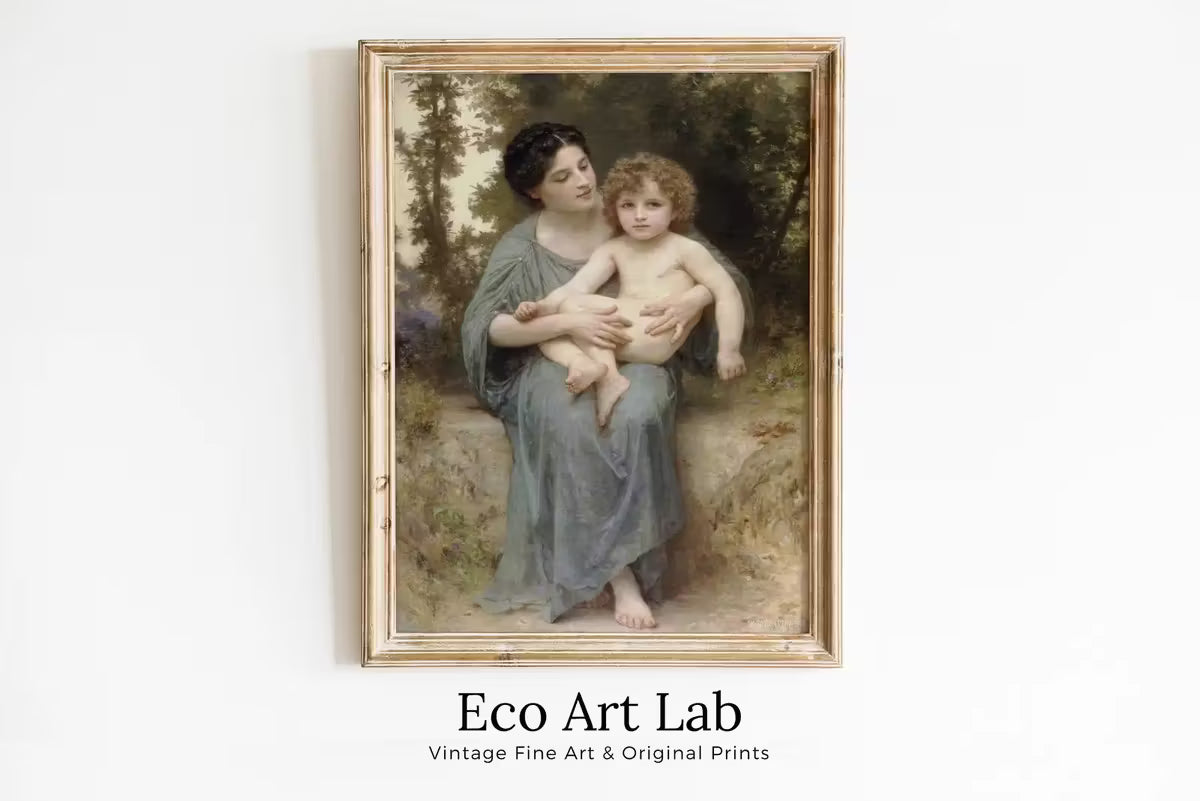 Motherhood Art Print. Vintage Mother and Child Painting, Nursery Art. Printable Wall Art. Downloadable Art. Vintage Portrait Painting. – Printable Wall Art