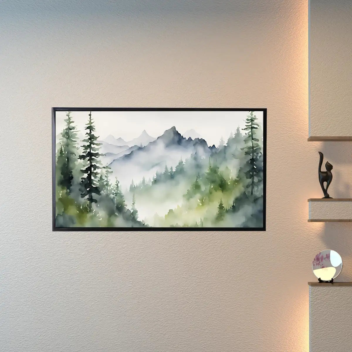 Mountain Forest Watercolor Art. Frame TV 4K Artwork. Colorful Nature Landscape Decor. – Frame TV Digital Download Art – Digital Download