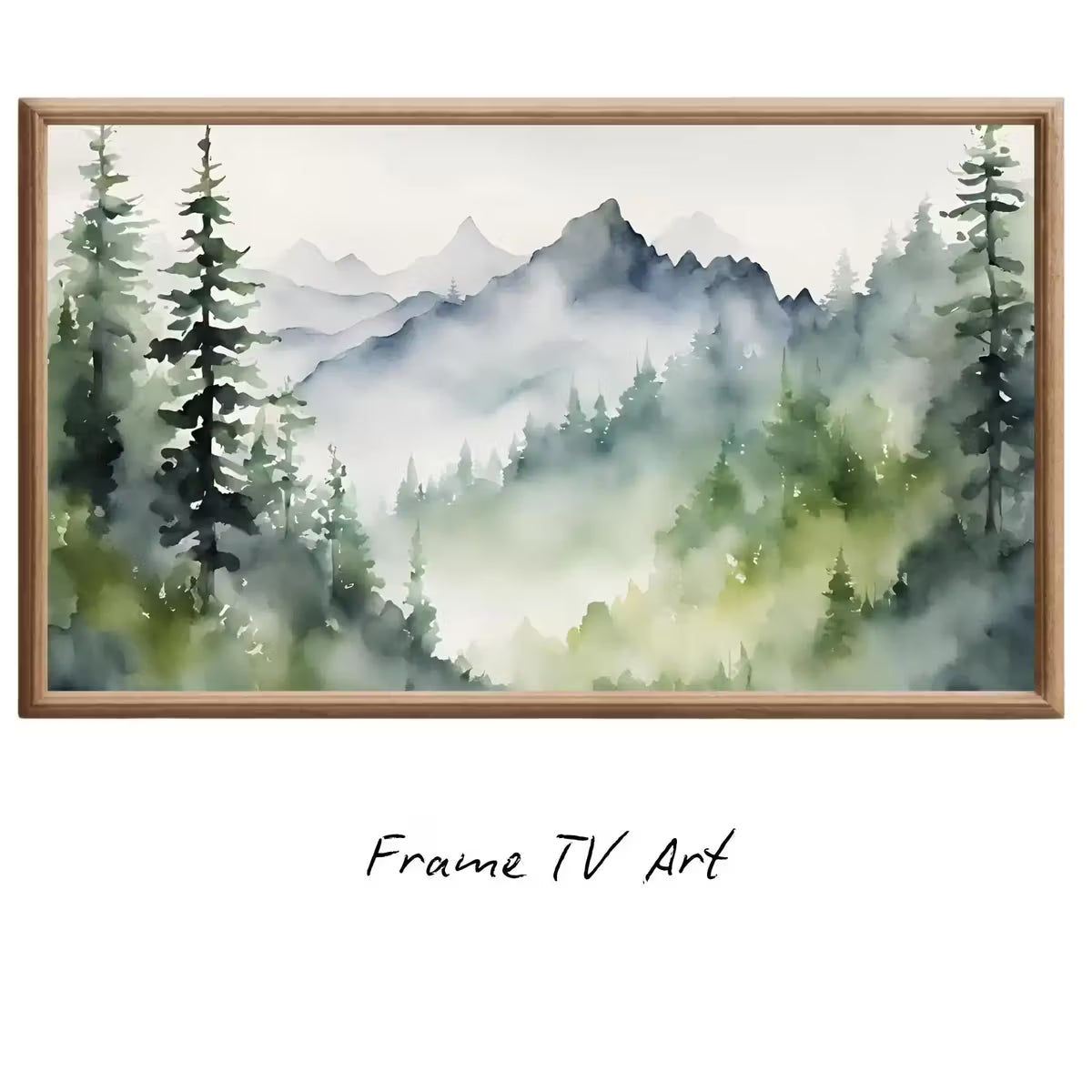 Mountain Forest Watercolor Art. Frame TV 4K Artwork. Colorful Nature Landscape Decor. – Frame TV  Art