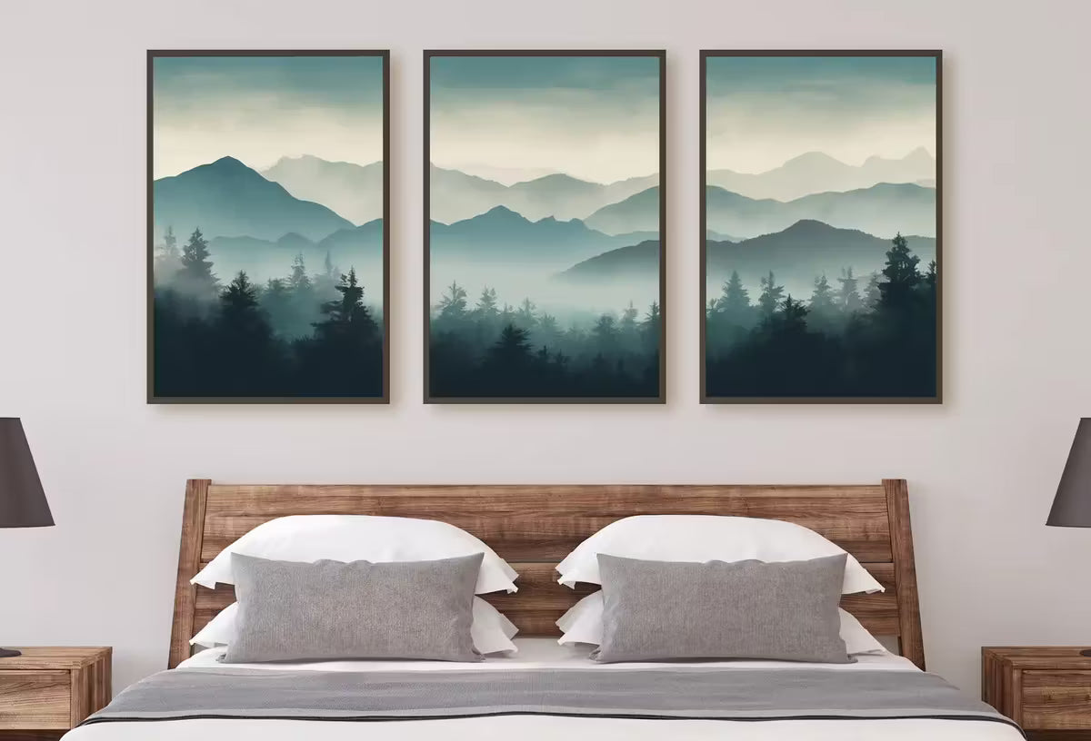 Mountain Print Set of 3. Abstract Landscape Watercolor Mountain. Nature Prints. Modern Minimal Wall Decor. Digital Pine Forest wall Art – Printable Wall Art Set